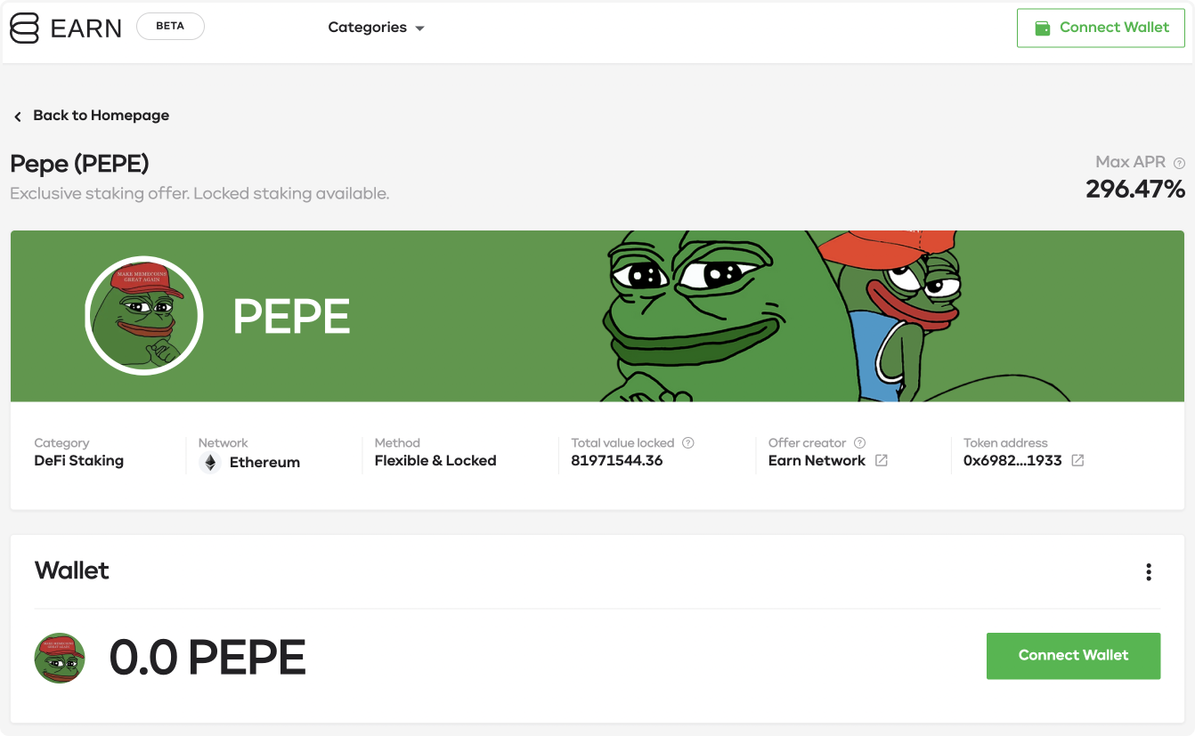 DeFi Staking: Launch of Pepe (PEPE) pools