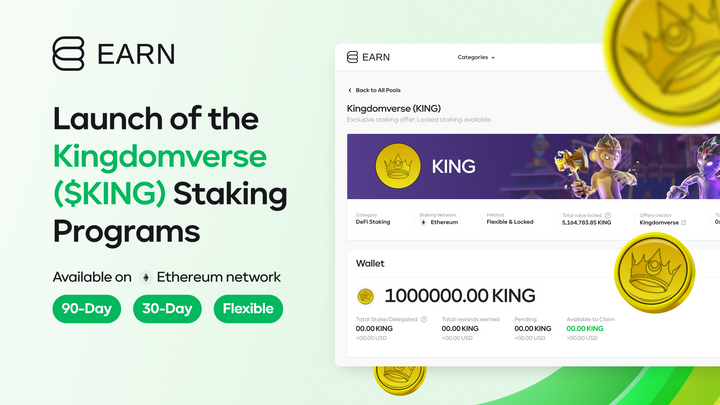 DeFi Staking: Launch of Kingdomverse (KING) pools