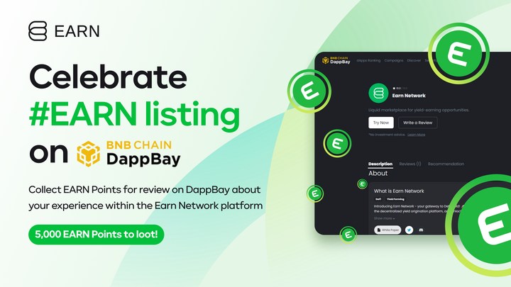 Celebrate Earn Network listing on DappBay | 5,000 EARN Points to loot!